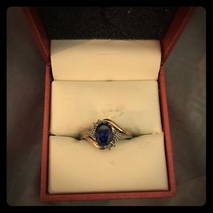 Blue Sapphire set in gold and sterling silver